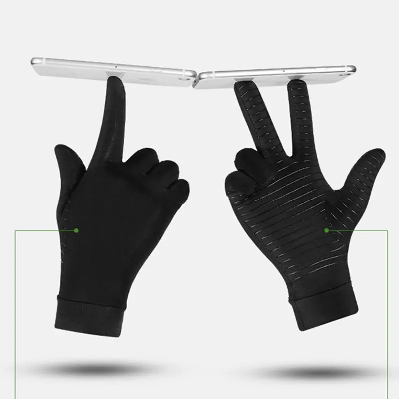Mens Gloves Copper Fiber Spandex Touch Screen Running Sports Winter Warm Cycling Full Finger