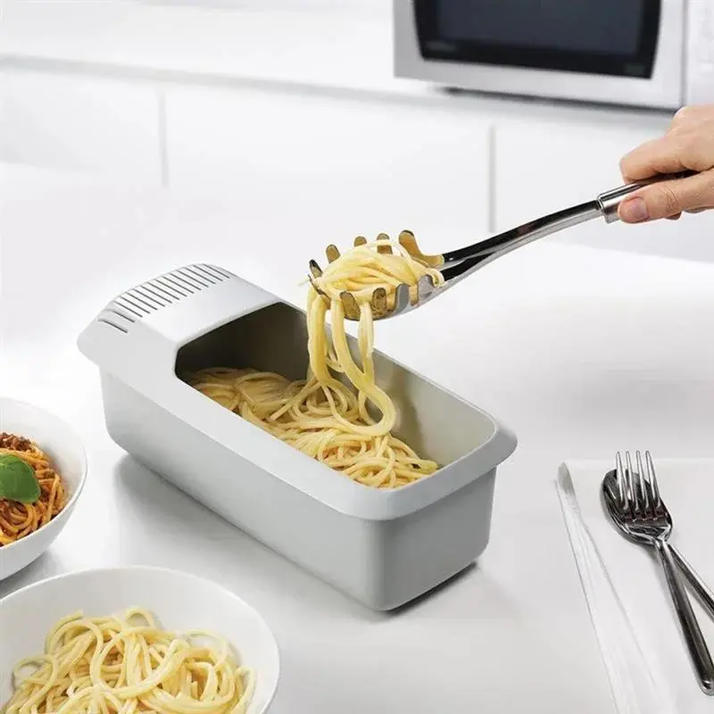 2025 NewMicrowave Pasta Cooker with Strainer Heat Resistant Boat Steamer Spaghetti Noodle Cooking Box Tool Kitchen Accessories