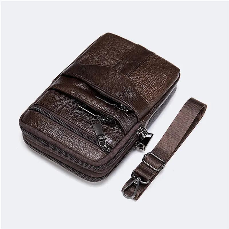 Men Genuine Leather Shoulder Male Fanny Pack High Quality Messenger Bags  Men's Fashion Business Belt Bag Small Briefcase Waist
