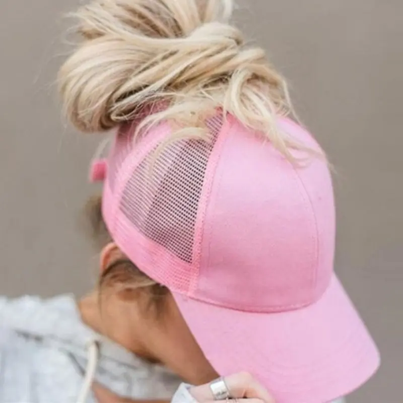 2025 New Ponytail Baseball Cap For Summer Women's Adjustable Black Hat Messy Cap Casual Cotton Girl Snapback Mesh Caps Casual
