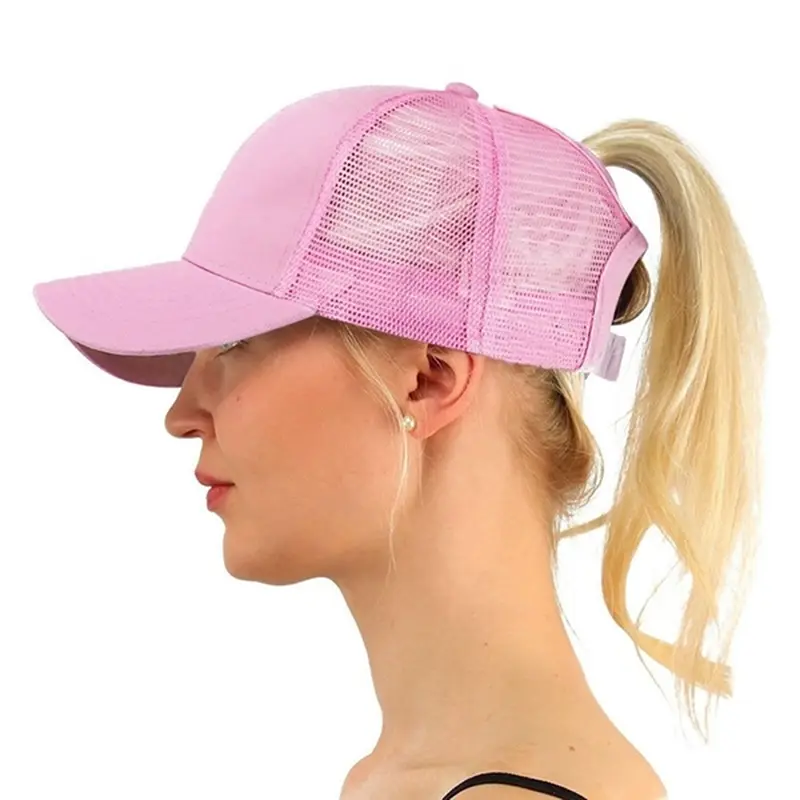 2025 New Ponytail Baseball Cap For Summer Women's Adjustable Black Hat Messy Cap Casual Cotton Girl Snapback Mesh Caps Casual