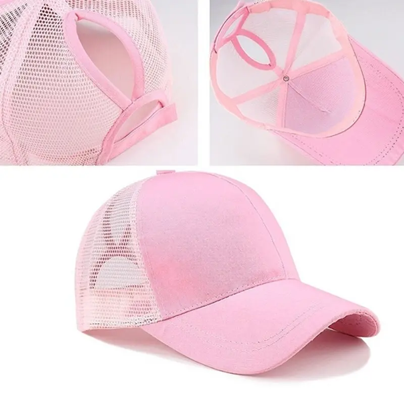 2025 New Ponytail Baseball Cap For Summer Women's Adjustable Black Hat Messy Cap Casual Cotton Girl Snapback Mesh Caps Casual