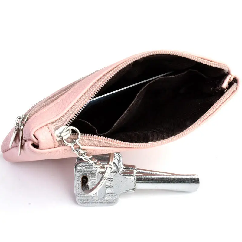 Hot Sale Men Women Card Coin Key Soft Holder Zip Leather Wallet Pouch Bag Purse Gift New Fashion Black Mini Holders