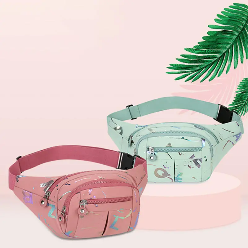 2025 New Multiple Compartments Women Sport Waist Bags Multifuntional Running Chest Waterproof Hot Stamping Letters