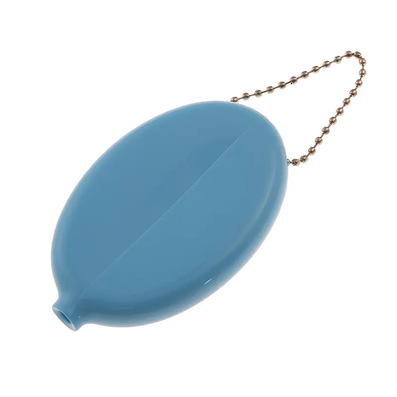 Small Oval Coin Purse Holds Change Mini Holders with Chain for Men Women