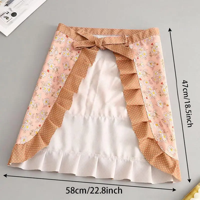 2025 Household Work Clothes Canvas Flower Half-length Apron Female Kitchen  Anti-fouling Wear-resistant Cooking Half-waist