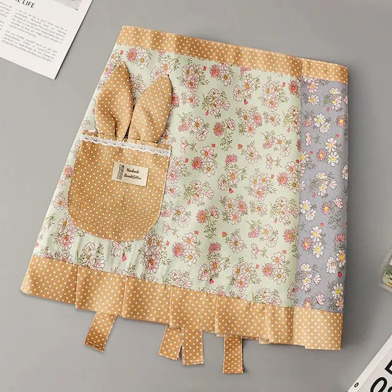 2025 Household Work Clothes Canvas Flower Half-length Apron Female Kitchen  Anti-fouling Wear-resistant Cooking Half-waist