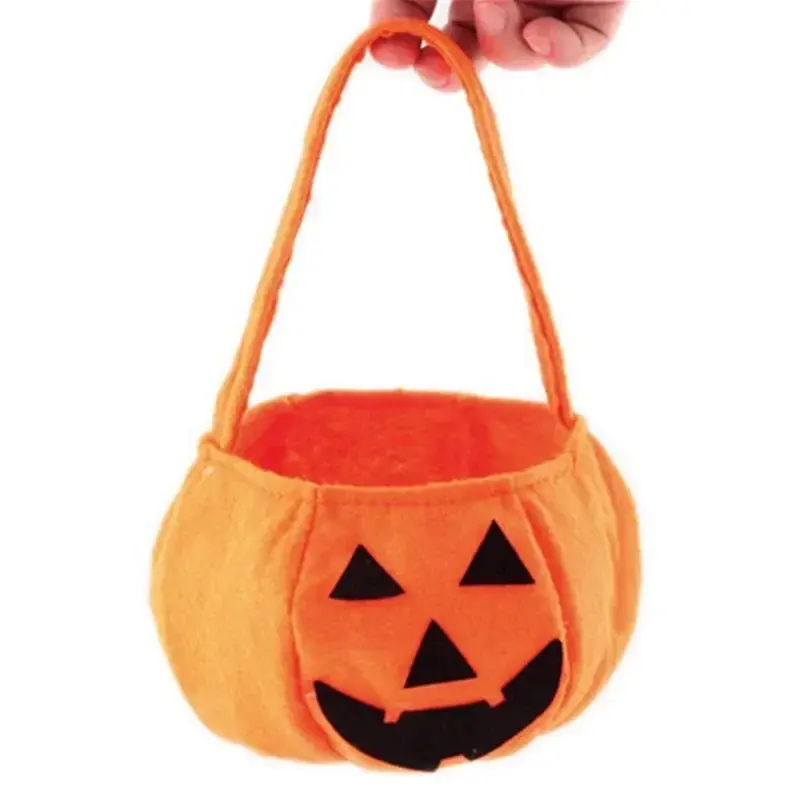 Orange Halloween 3D Pumpkin Bag Handheld Halloween Prop Non Woven Candy Bag