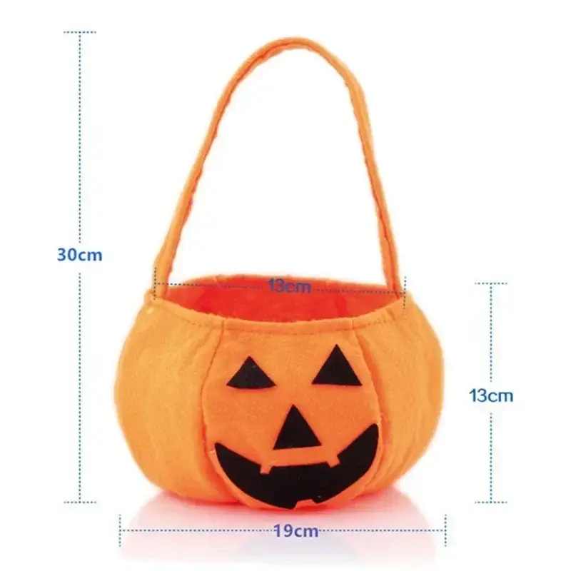 Orange Halloween 3D Pumpkin Bag Handheld Halloween Prop Non Woven Candy Bag
