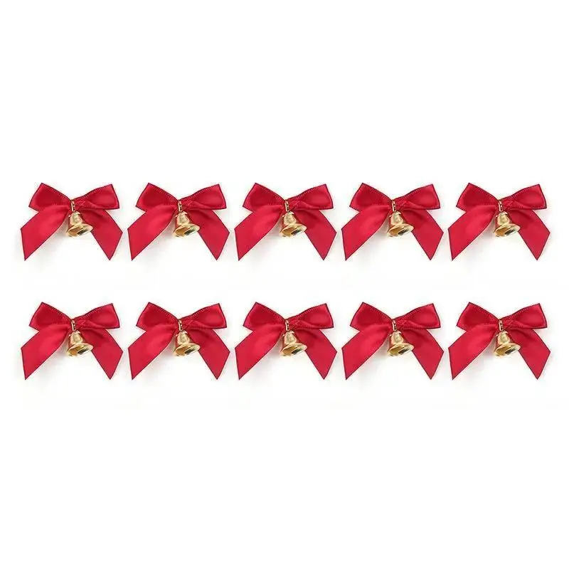 Festive Decorations 10pcs/set Christmas Tree Small Bows Bells Pendants Christmas Tree Ornaments