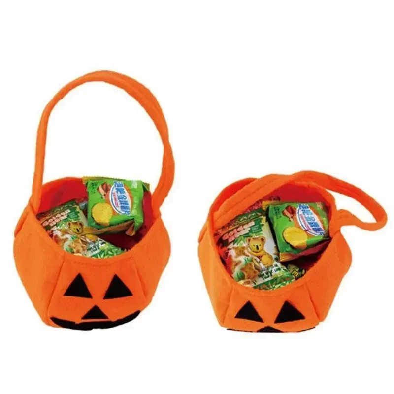 Orange Halloween 3D Pumpkin Bag Handheld Halloween Prop Non Woven Candy Bag