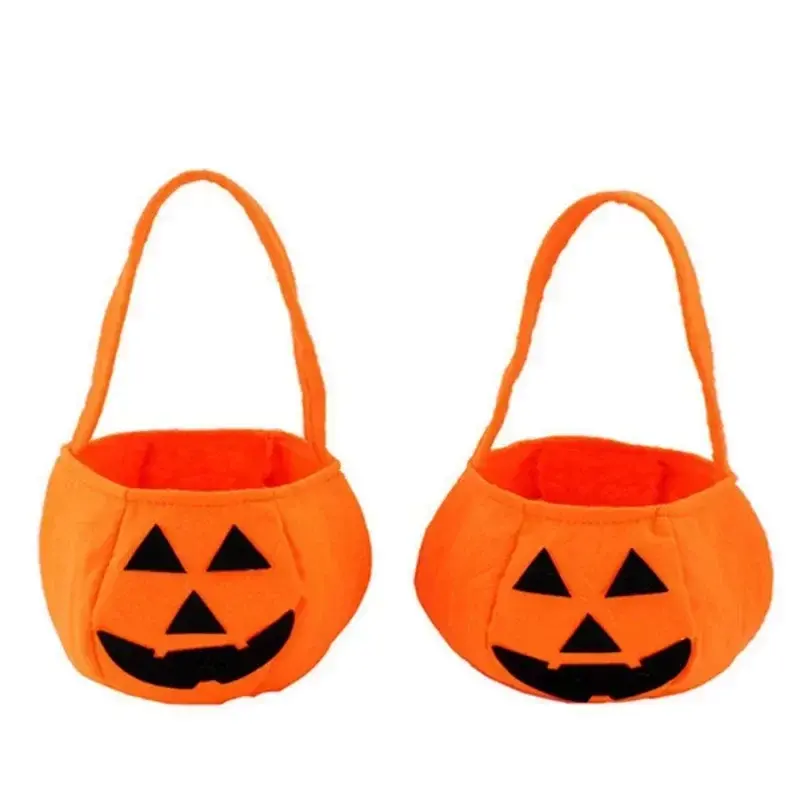 Orange Halloween 3D Pumpkin Bag Handheld Halloween Prop Non Woven Candy Bag
