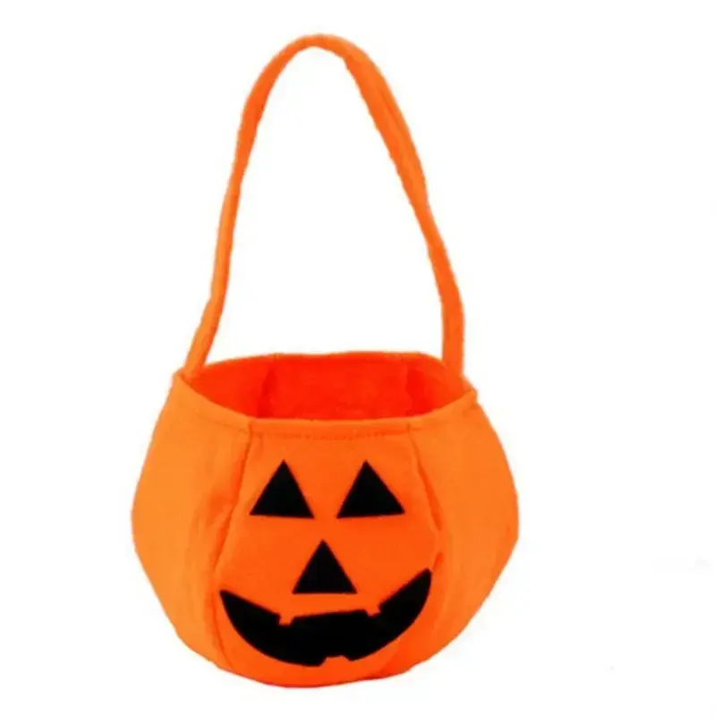 Orange Halloween 3D Pumpkin Bag Handheld Halloween Prop Non Woven Candy Bag