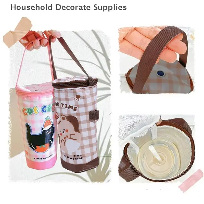 1Pc Portable Milk Tea Tote Bag Heat Preservation Eco-friendly Handbag Carrying Insulated Cup Cover Tumbler Accessories