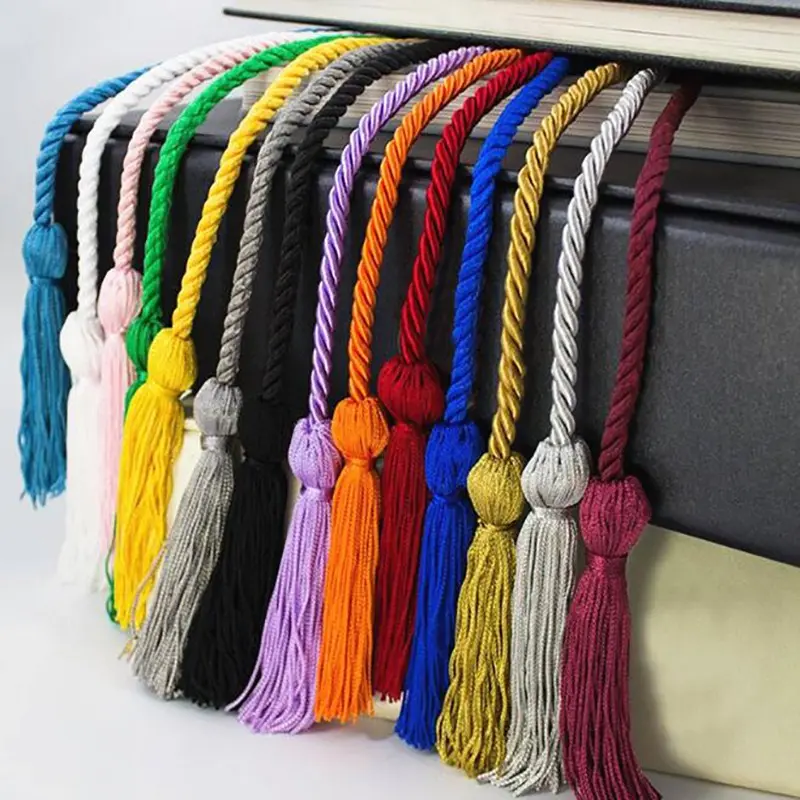 Hot Sell Ready Stocked Graduation Honor Cords with Tassels, Polyester Yarn Cord for Bachelor Gown, Students Drawstring Rope