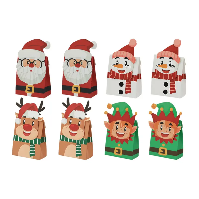 8Pcs/lot Christmas Candy Box Santa Claus Snowman Elk Christmas Packaging Boxes Gift Box Packing Case Christmas Party Decoration