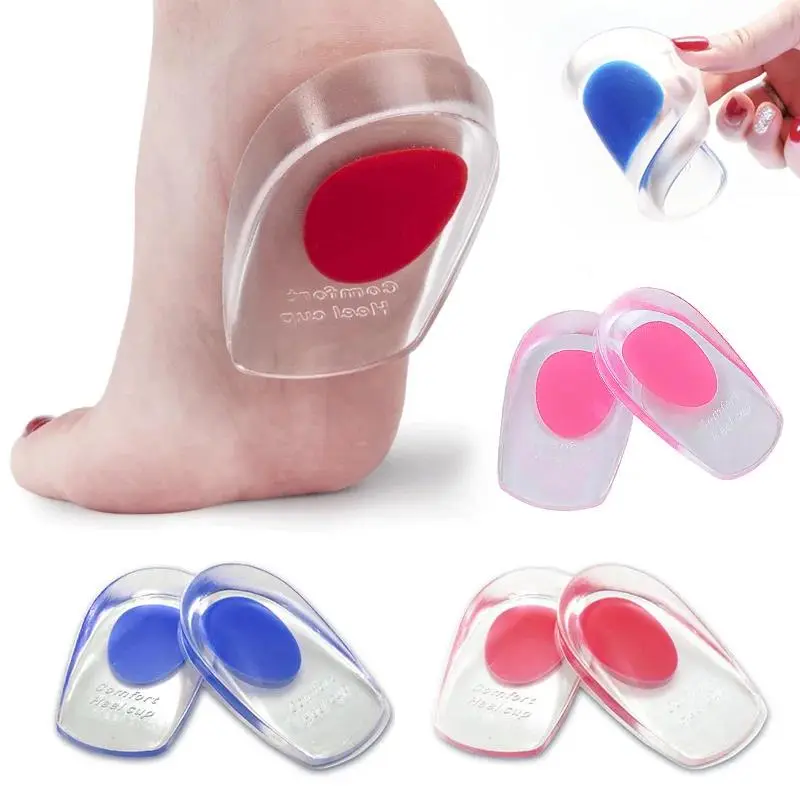 2025 New1 Pair Soft Silicone Gel Insoles for Heel Spurs Pain Foot Cushion Massager Care Half Insole Shoe Pad Height Increase