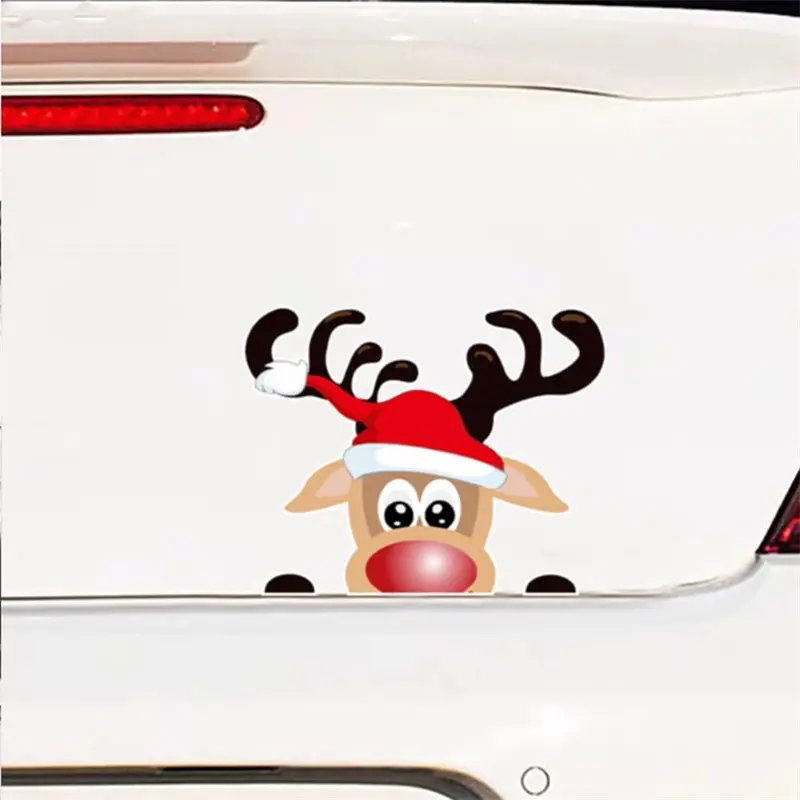 Christmas New Car Window Sticker, Decoration Side Window Bumper Sticker, Santa Claus Elk Car Glass Decoration Sticker