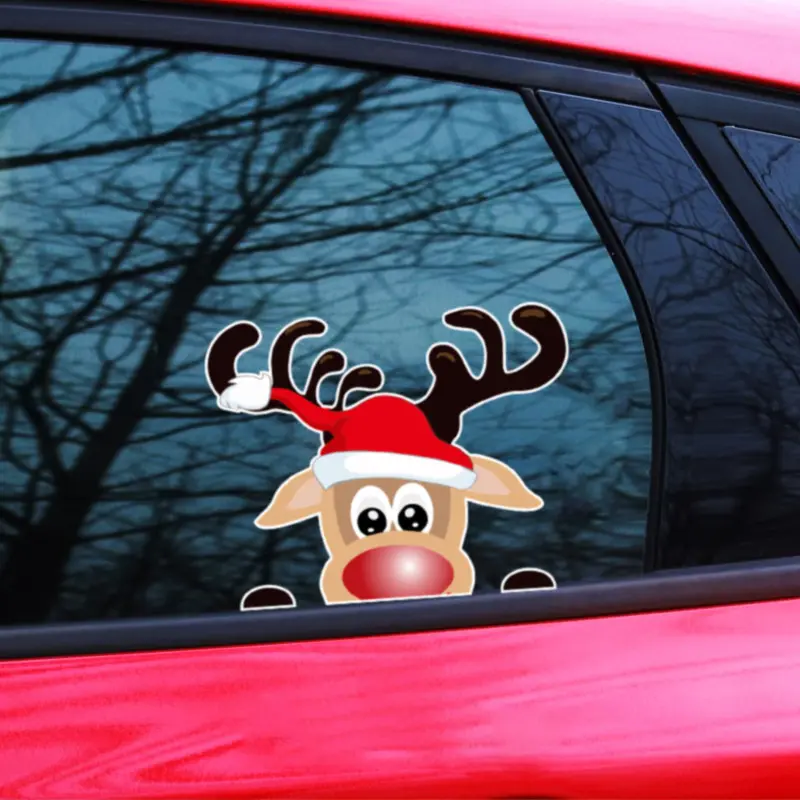 Christmas New Car Window Sticker, Decoration Side Window Bumper Sticker, Santa Claus Elk Car Glass Decoration Sticker