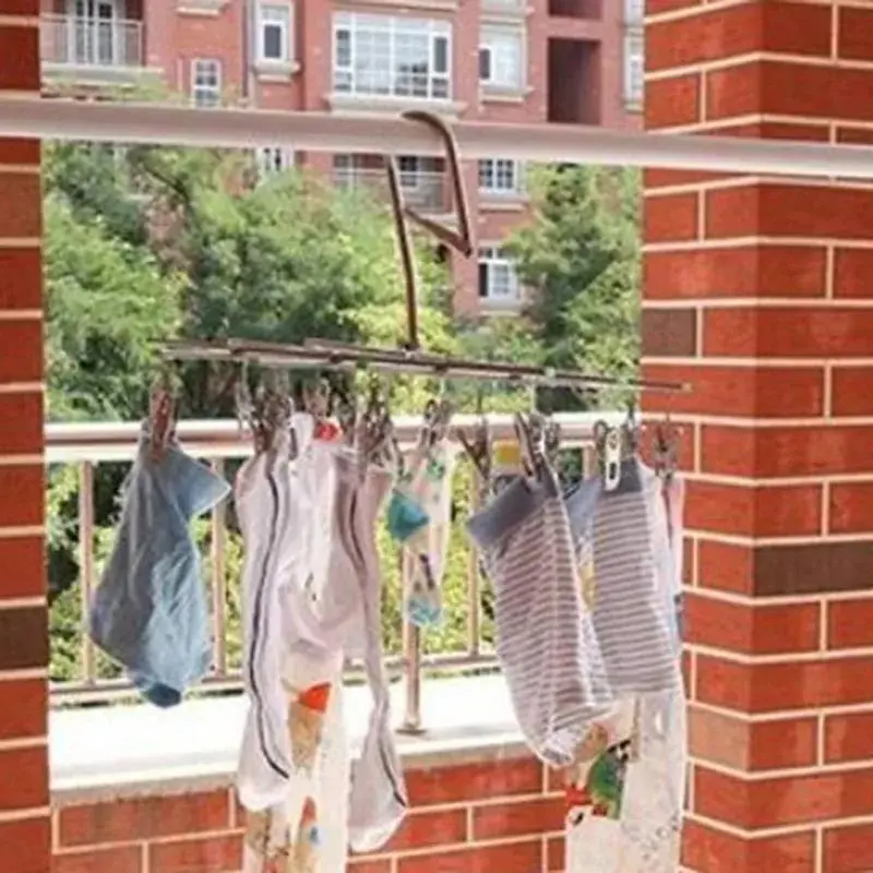 2025 NewLaundry Hanger Stainless Steel Underwear Sock Drying Rack Windproof Flat Head Design Rust Resistant Strong Grip Clip