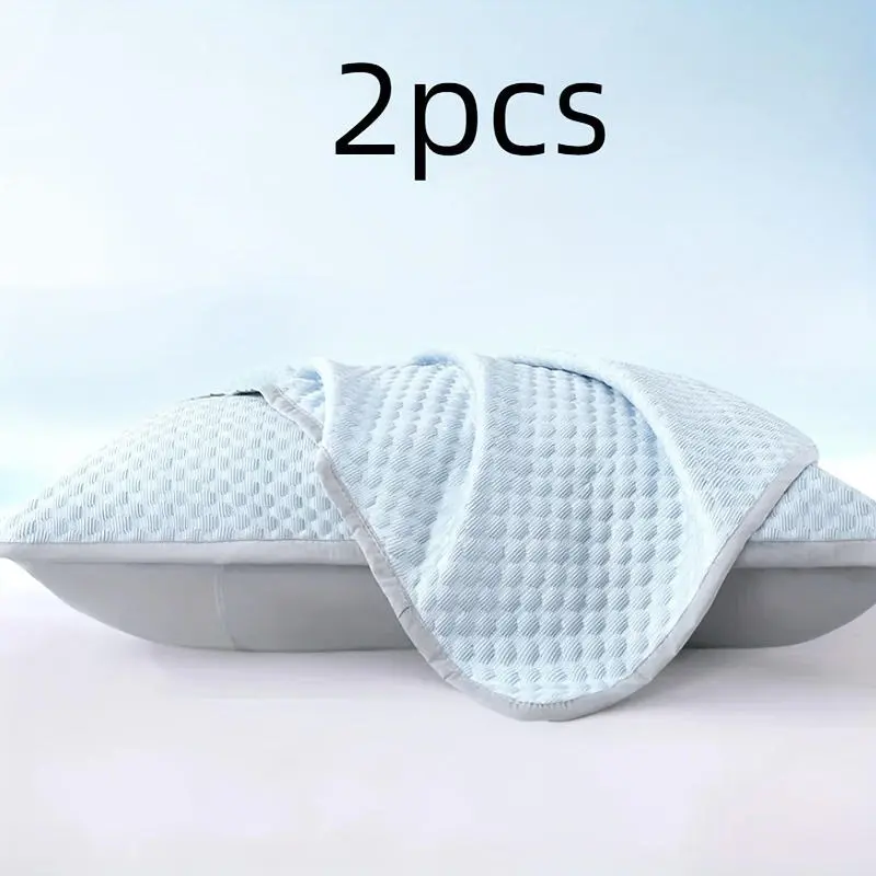 2PCS Summer Cooling Pillowcase Solid Color Ice  Cool Feeling Air Conditioning Cover Washable (No Pillow) 45x67cm
