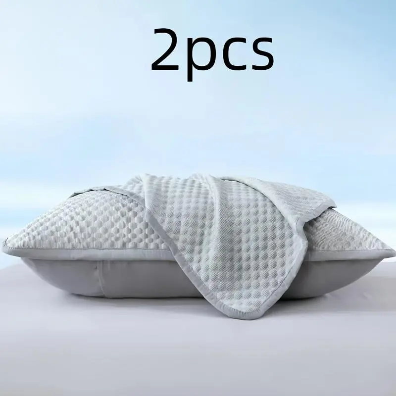 2PCS Summer Cooling Pillowcase Solid Color Ice  Cool Feeling Air Conditioning Cover Washable (No Pillow) 45x67cm