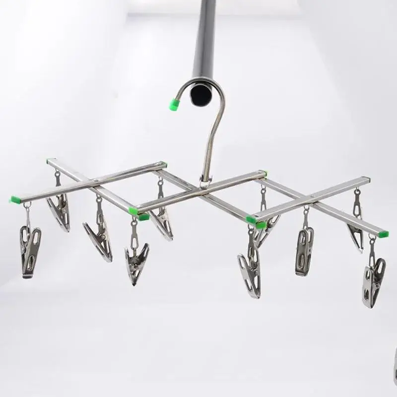 2025 NewLaundry Hanger Stainless Steel Underwear Sock Drying Rack Windproof Flat Head Design Rust Resistant Strong Grip Clip