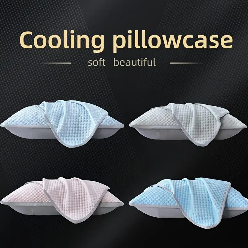 2PCS Summer Cooling Pillowcase Solid Color Ice  Cool Feeling Air Conditioning Cover Washable (No Pillow) 45x67cm