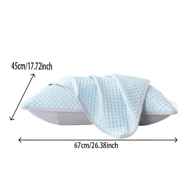 2PCS Summer Cooling Pillowcase Solid Color Ice  Cool Feeling Air Conditioning Cover Washable (No Pillow) 45x67cm