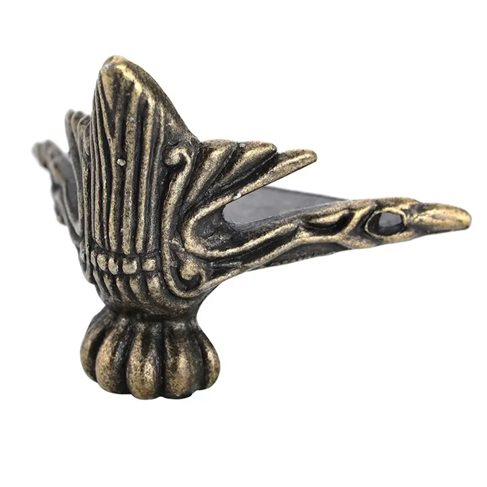 4Pcs/Set Antique Wood Box Feet Leg Corner Protector Triangle Rattan Carved Decorative Bracket For Furniture Hardware