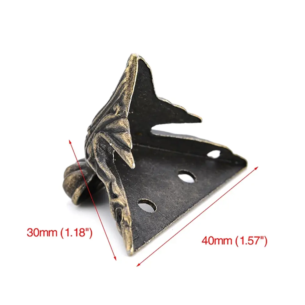 4Pcs/Set Antique Wood Box Feet Leg Corner Protector Triangle Rattan Carved Decorative Bracket For Furniture Hardware