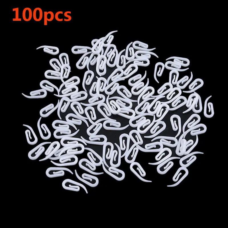 100pcs/200pcs White Hanging Curtain Hooks Household Plastic Window Hanger Holder Poles Tracks Accessories