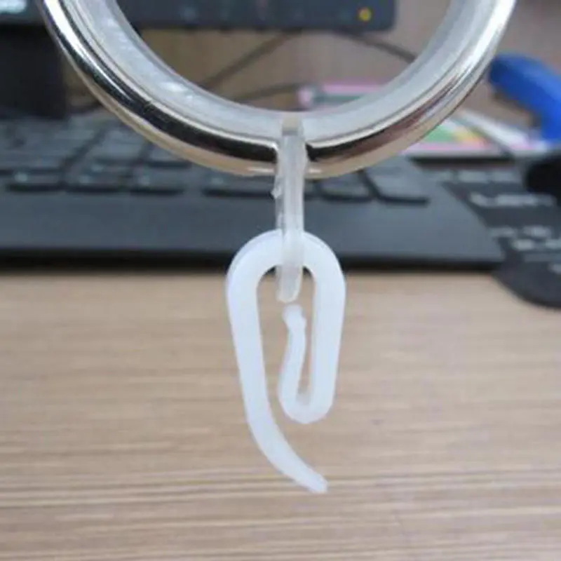 100pcs/200pcs White Hanging Curtain Hooks Household Plastic Window Hanger Holder Poles Tracks Accessories