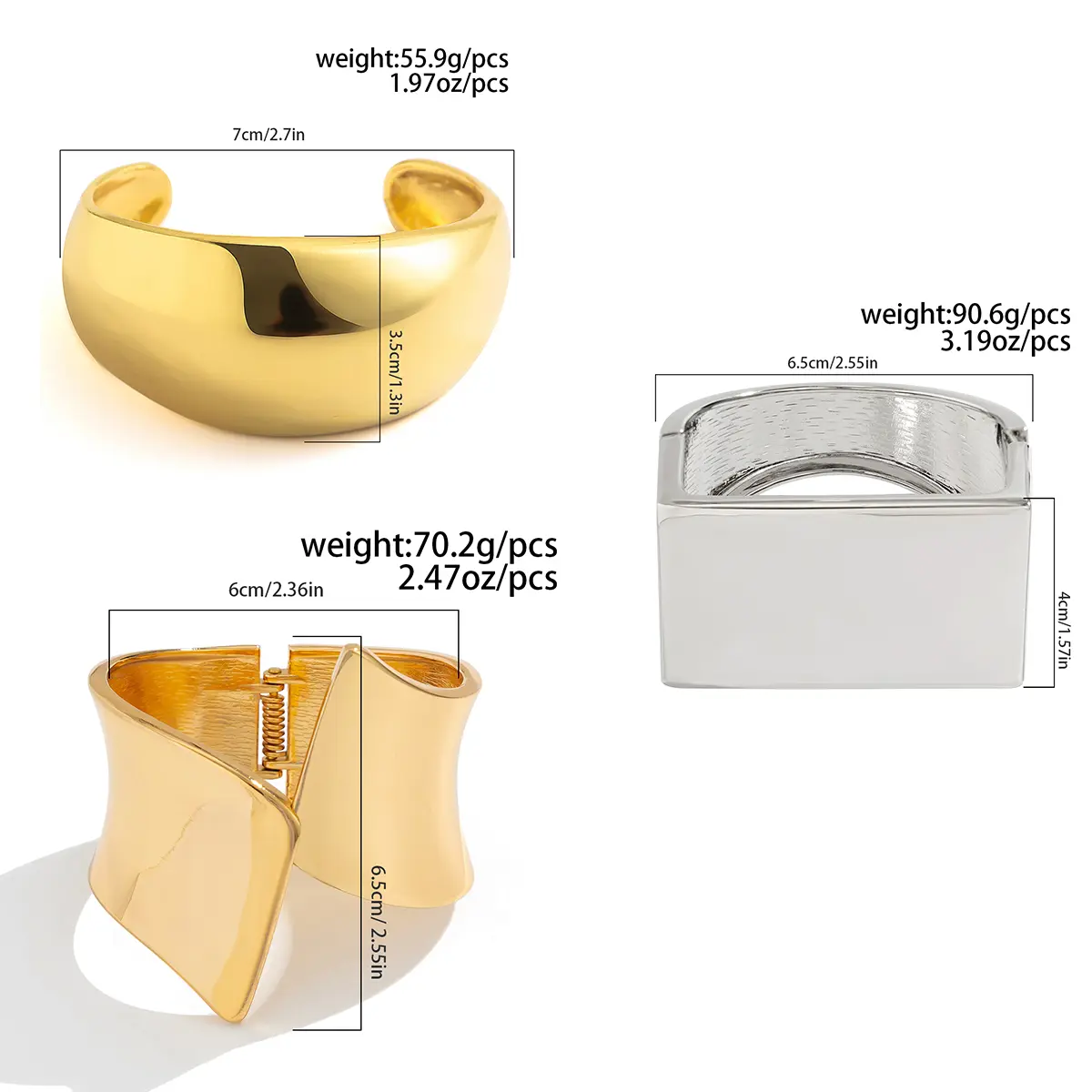 Ingemark Exaggerated Gold Color Metal Spring Bangles for Women Punk Vintage Irregular Geometric Arm Bracelets Men Jewelry Gift