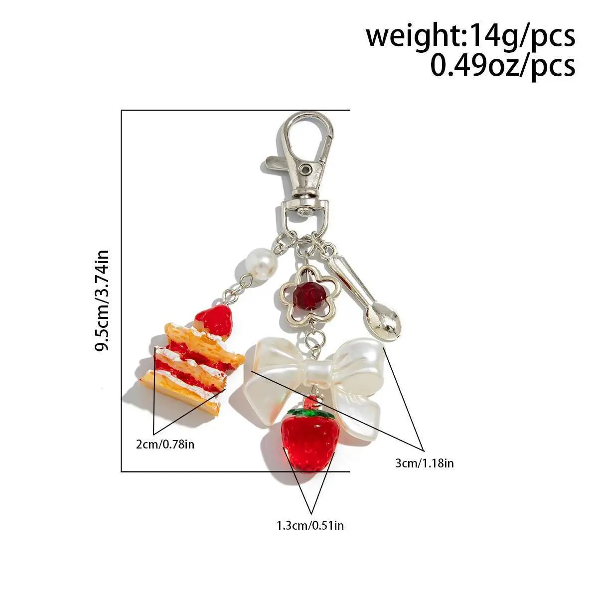 Ingemark Y2K Pretty Strawberry Bowknot Charms Pendant Key Chain for Women Insect Key Ring Jeans Pants Chain Handmade Jewelry New