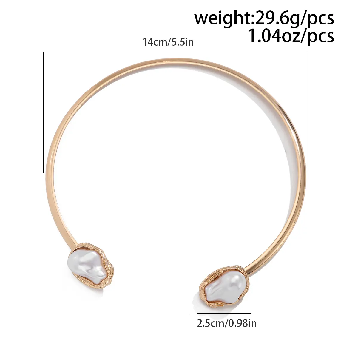 Ingemark Punk Smooth Open Torques Chain Necklace for Women Vintage Baroque Imitation Pearl Choker Grunge Jewelry Steampunk Men