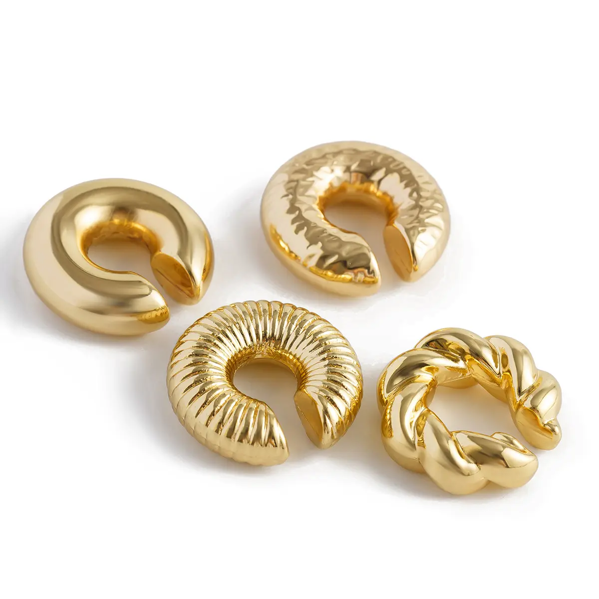 Ingemark 4Pcs/Set Punk Twisted Chunky Tube Clip Earrings for Women Non Piercing C Shape Ear Cuff  Female Jewelry Accessories New