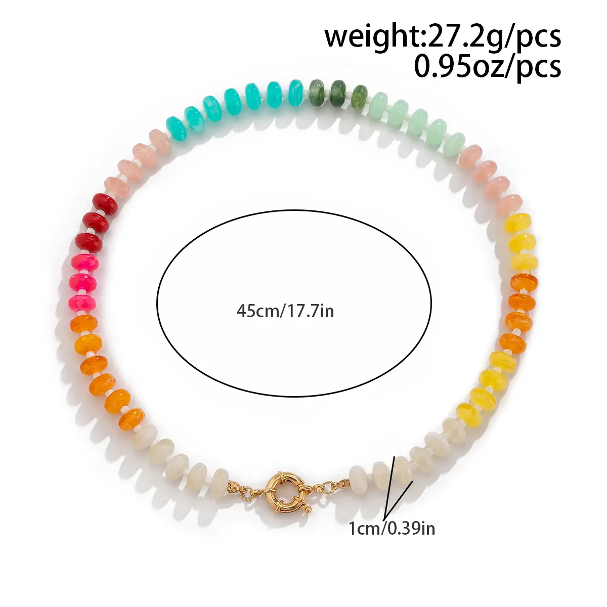 Ingemark Bohemian Colorful Acrylic Beads Choker Necklace for Women Fashion Statement Clavicle Chain Aesthetic Y2K Neck Jewelry