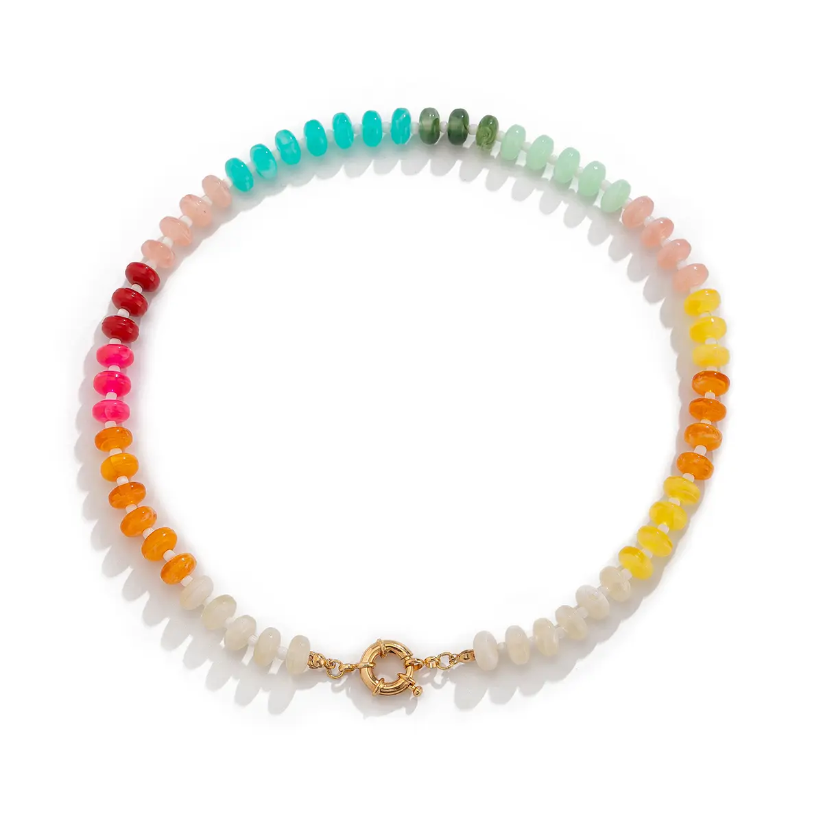 Ingemark Bohemian Colorful Acrylic Beads Choker Necklace for Women Fashion Statement Clavicle Chain Aesthetic Y2K Neck Jewelry