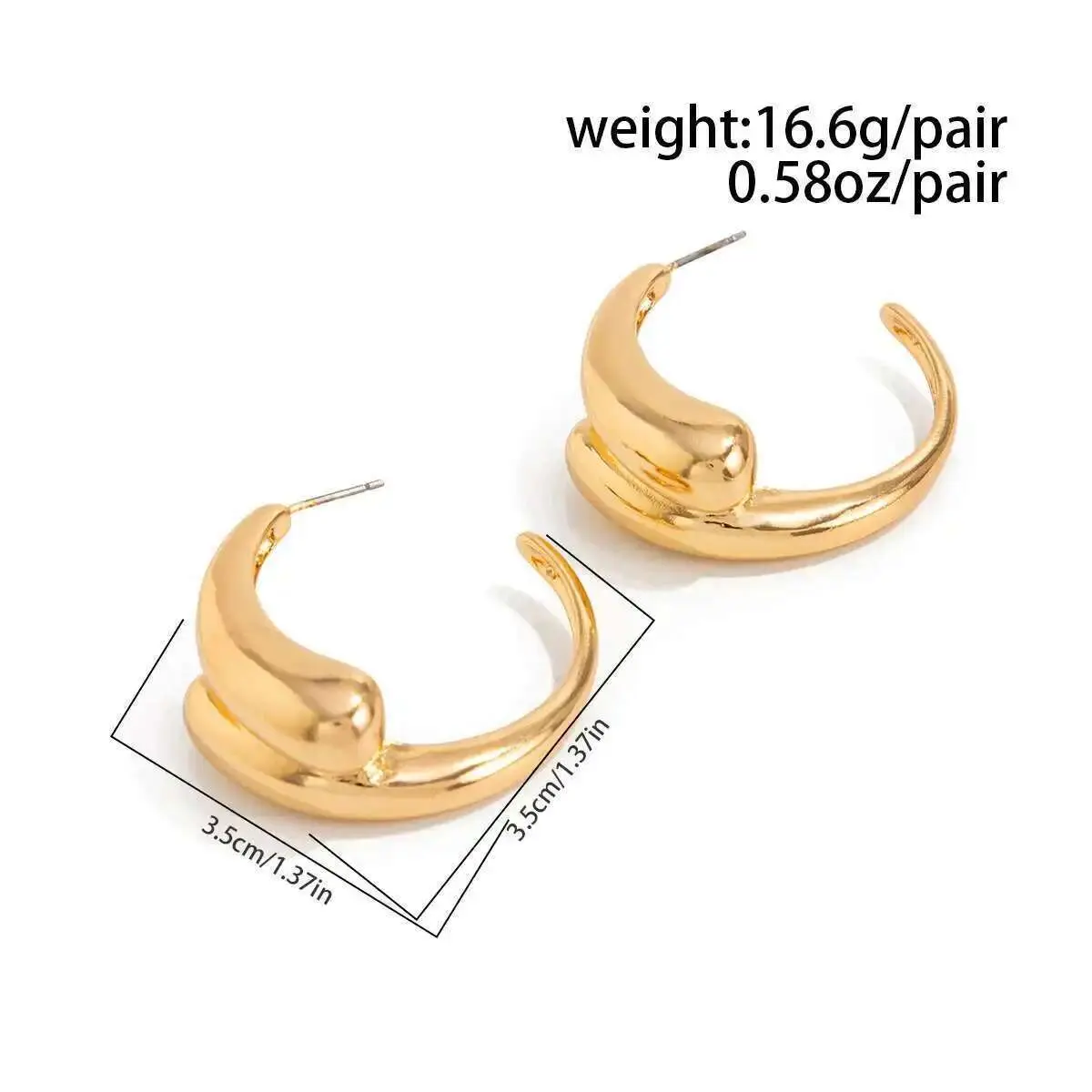 Ingemark Trendy Simple Smooth Geometry Stud Earring Women Elegant Retro Metal Hoop Earring Wedding Banquet Charm Jewelry Gift