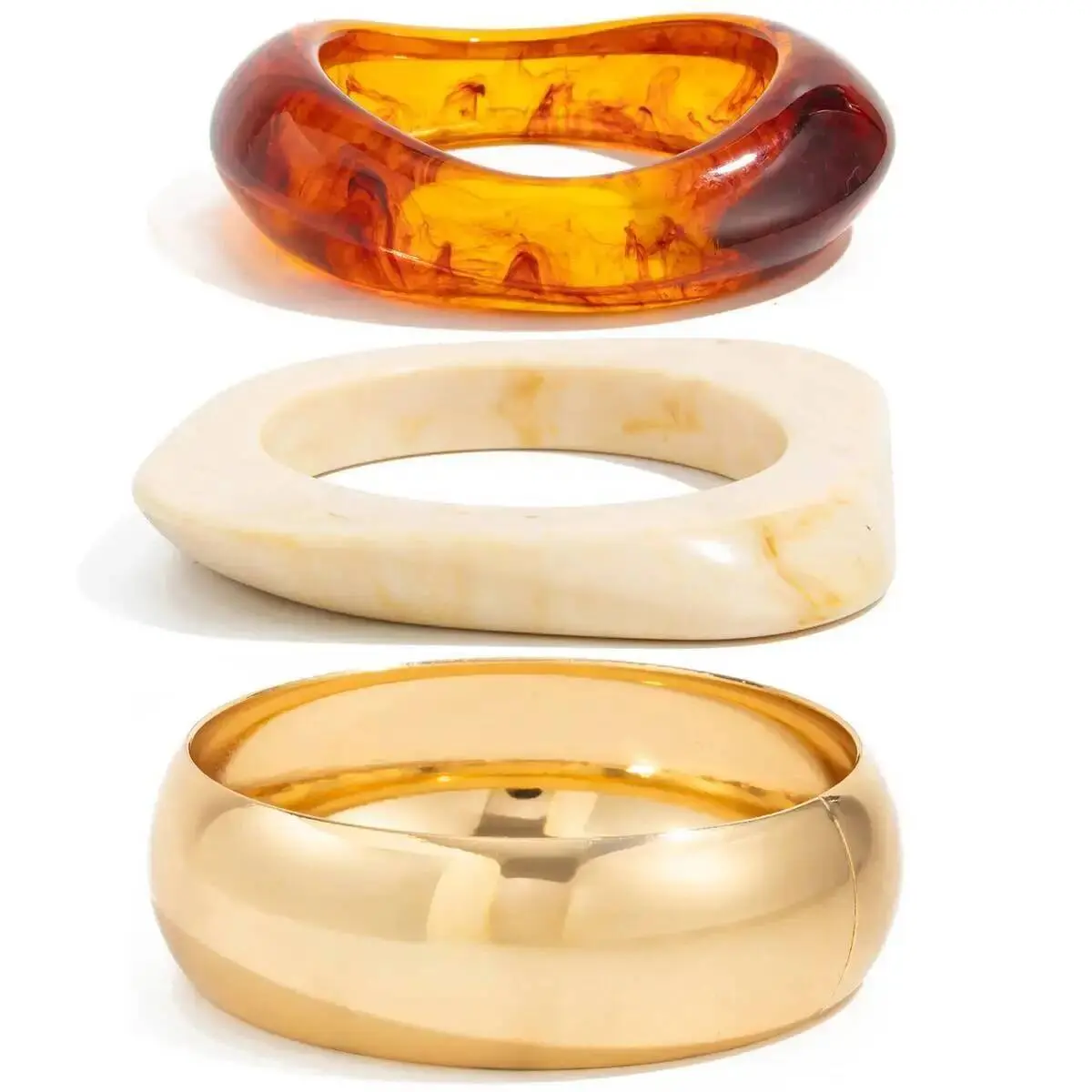 Ingemark 3 Styles Punk Chunky Thick Resin Acrylic Bangles for Women New Trend Hip Hop Metal Spring Bracelets Steampunk Jewelry