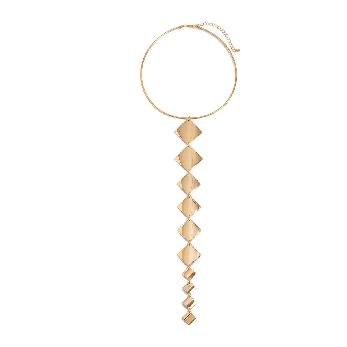 Ingemark 2025 Fashion Retro Square Long Tassels Pendant Necklace Women's Creative Minimalist Geometric Party Banquet Jewelry