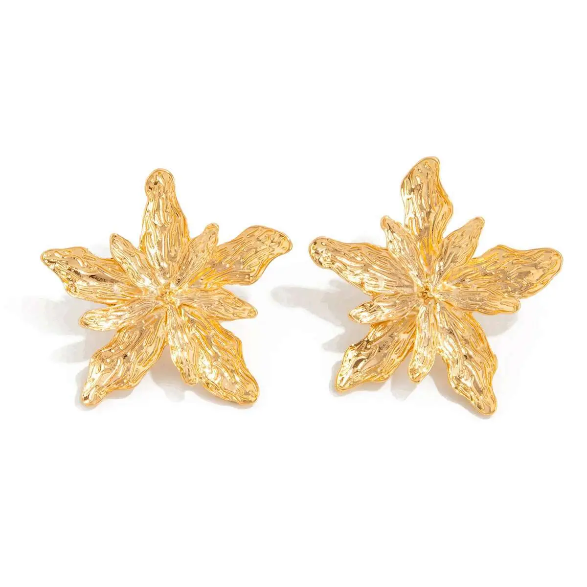Ingemark Boho Vintage Petal Flower Stud Earrings Women 2025 New Trend Punk Gold Color Geometric Piercing Earrings Women Jewelry