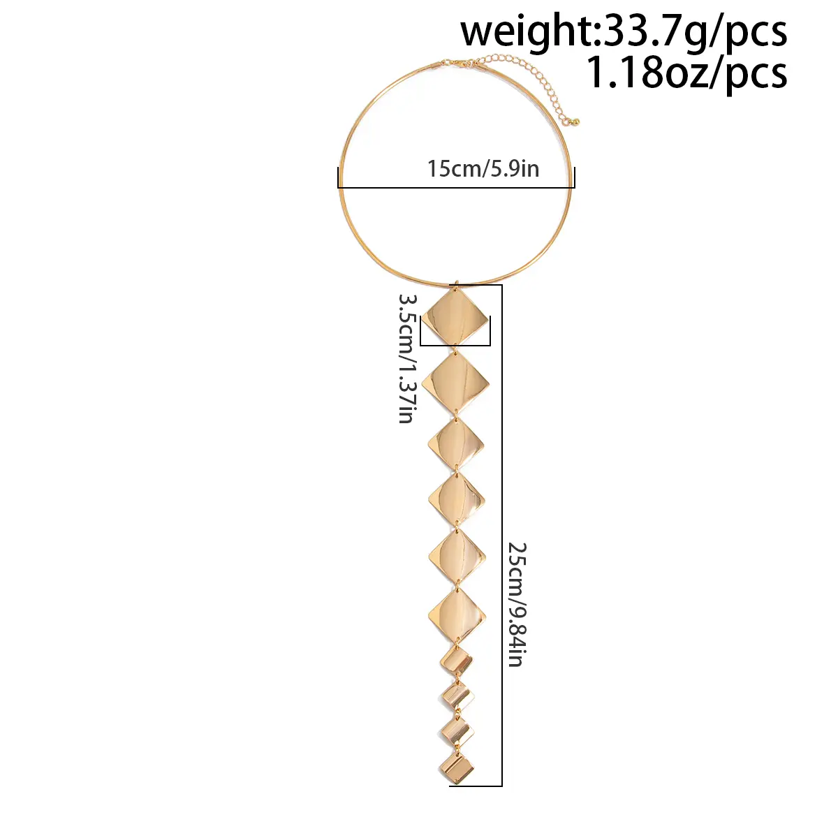 Ingemark 2025 Fashion Retro Square Long Tassels Pendant Necklace Women's Creative Minimalist Geometric Party Banquet Jewelry
