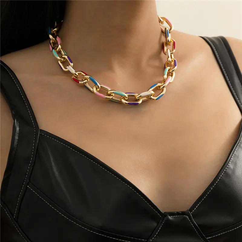 High Quality Punk Lock Choker Necklace Pendant Women Collar Statement Brand Gold Color Chunky Thick Chain Necklace Steampunk Men