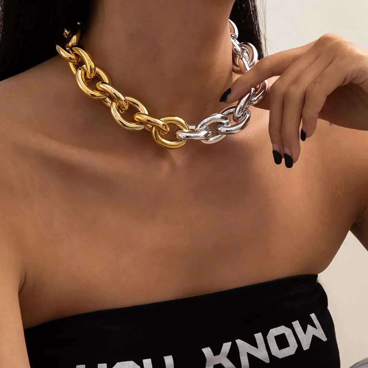 High Quality Punk Lock Choker Necklace Pendant Women Collar Statement Brand Gold Color Chunky Thick Chain Necklace Steampunk Men