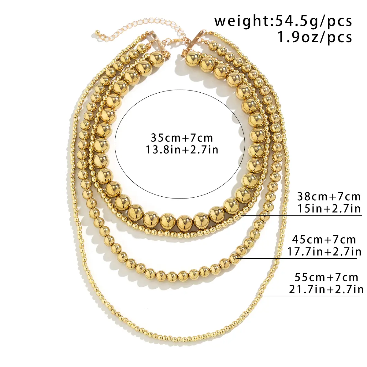 Exaggerated Multilayer Silver Color Big Beads Necklace for Women Luxury Punk Acrylic CCB Long Chokers Wedding Party Neck Jewelry