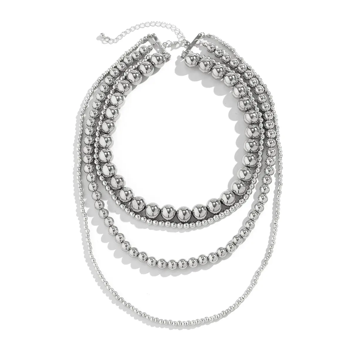 Exaggerated Multilayer Silver Color Big Beads Necklace for Women Luxury Punk Acrylic CCB Long Chokers Wedding Party Neck Jewelry