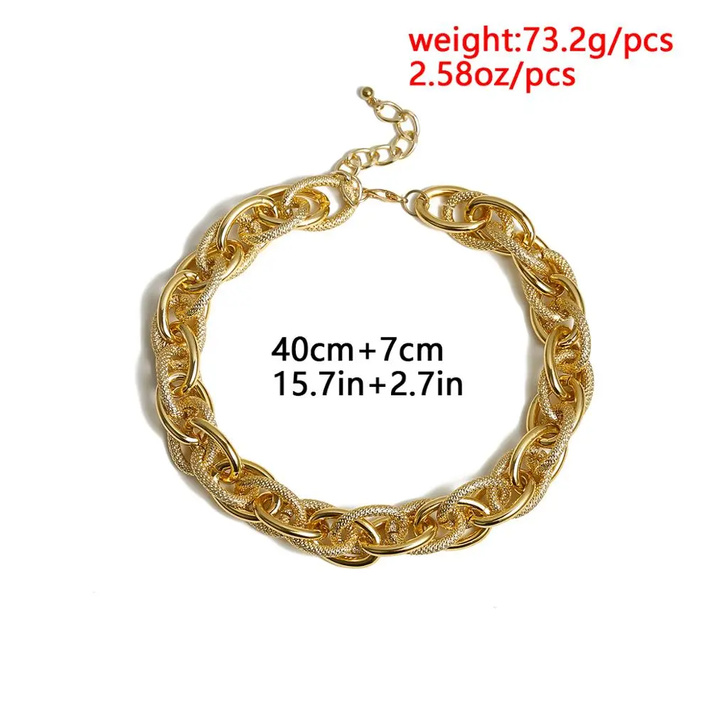 High Quality Punk Lock Choker Necklace Pendant Women Collar Statement Brand Gold Color Chunky Thick Chain Necklace Steampunk Men