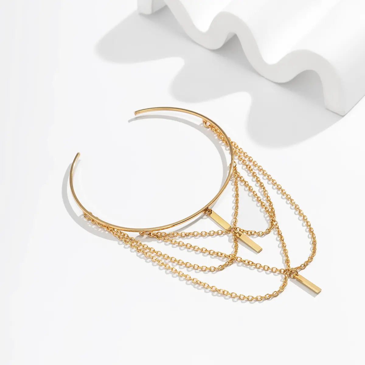 Ingemark Vintage Multilayer Stick Tassel Pendant Upper Armband Cuff Open Bangles for Women Long Chain Arm Body Bracelet Jewelry